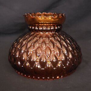 Vintage Amber Beaded Diamond Quilt Hurricane Lampshade Globe